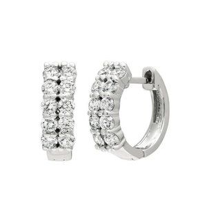1.00 Carat Natural 2 Rows Diamond Hoop Earrings
